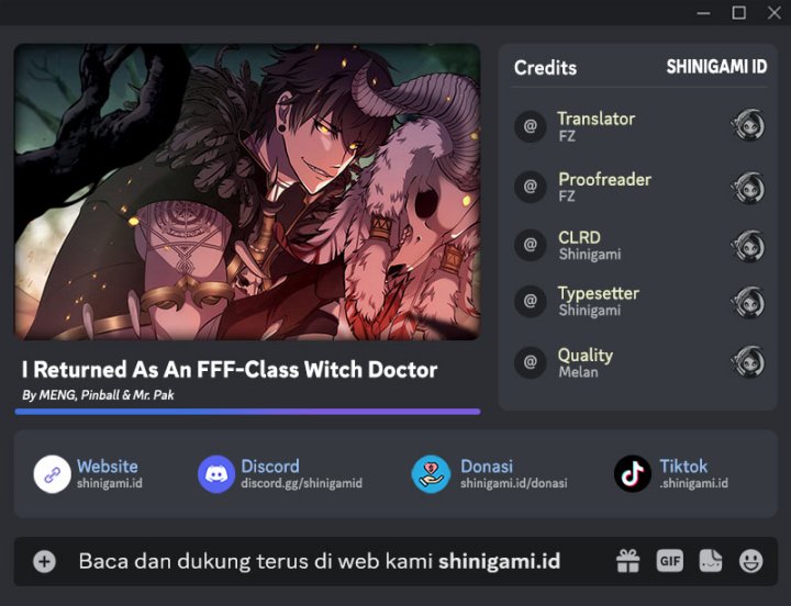 I Returned As An FFF-Class Witch Doctor chapter 09 halaman 1