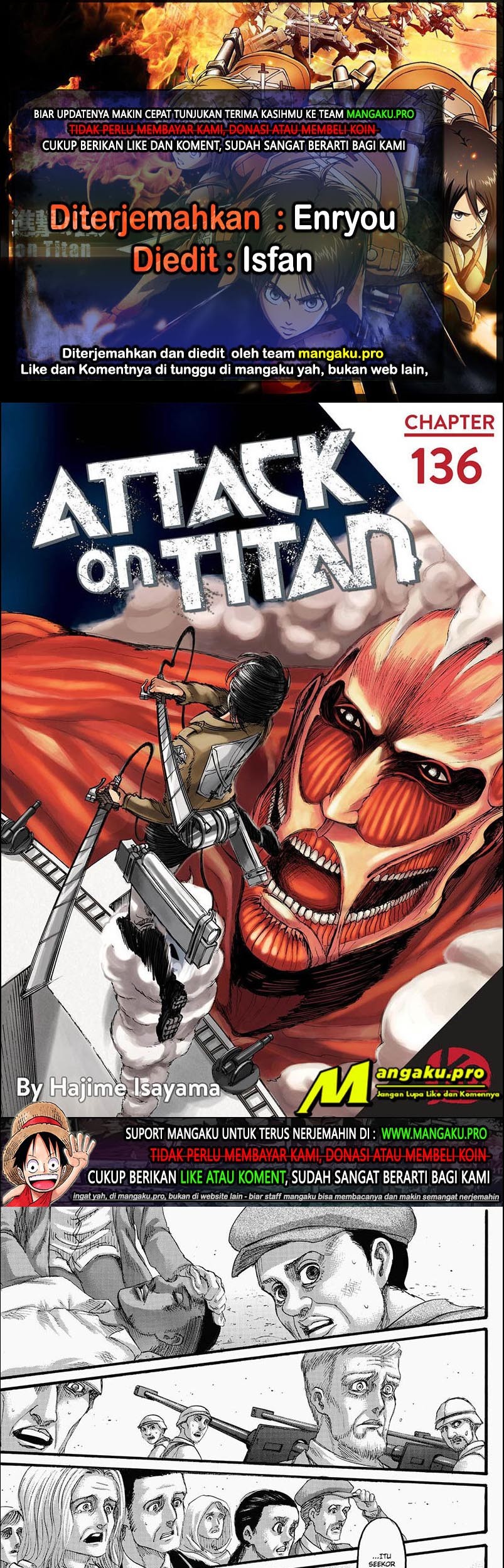 Shingeki no Kyojin Bab 136.1 halaman 1